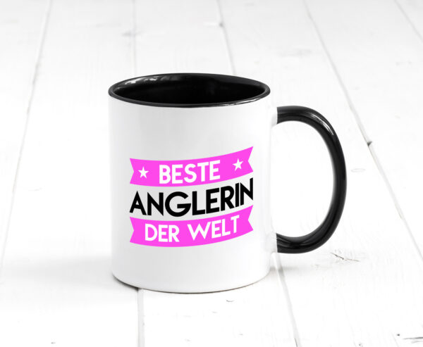 Beste Anglerin | Angeln | Fischerin Farbige Tasse - Kaffeetasse / Geschenk / Familie