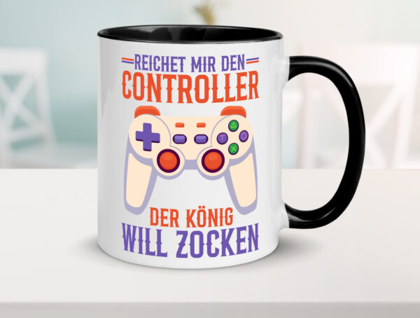 Der König will Zocken | Zocker | Gamer | Zocken Farbige Tasse - Kaffeetasse / Geschenk / Familie