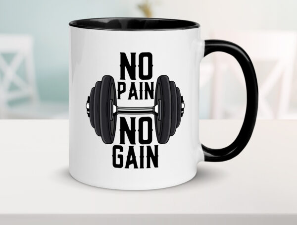 No Pain No Gain | Training | Motivation | Fitness | Pumpen Farbige Tasse - Kaffeetasse / Geschenk / Familie