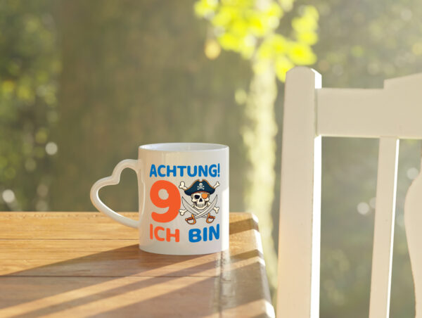 9. Geburtstag | 9 Jahre | Pirat - Herzhenkel Tasse - Kaffeetasse / Geschenk / Familie