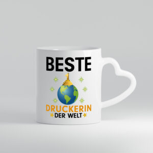 Welt Beste Druckerin | Druckerei | Print Medien - Herzhenkel Tasse - Kaffeetasse / Geschenk / Familie