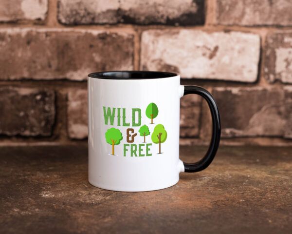 Wild and free | Freiheit | Camper | Hobbycamper Farbige Tasse - Kaffeetasse / Geschenk / Familie