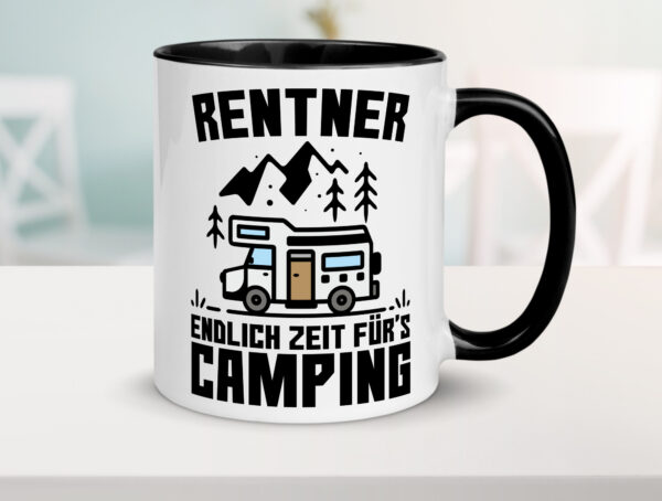 Endlich Zeit für´s campen | Rentner | Ruhestand Farbige Tasse - Kaffeetasse / Geschenk / Familie