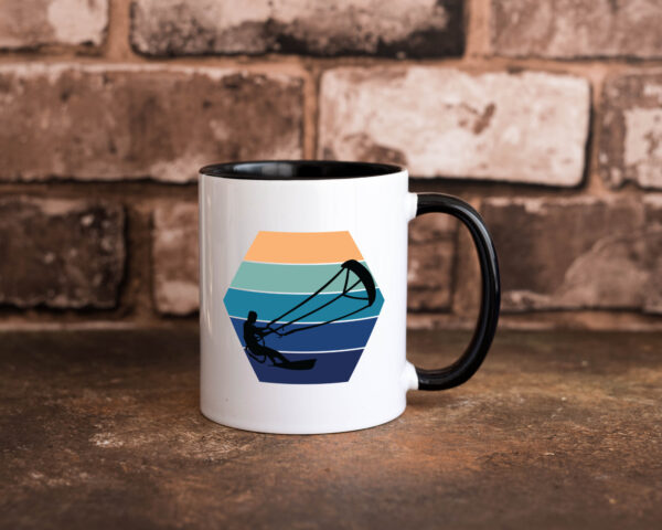 Kitesurfen | Kiteboarden Retro | Kite Surfen Farbige Tasse - Kaffeetasse / Geschenk / Familie