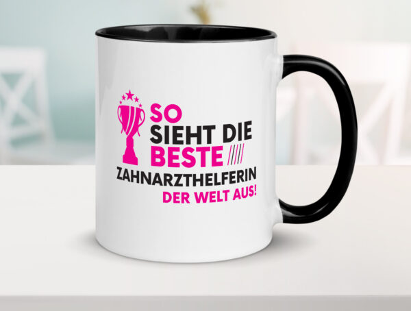 Die Weltbeste Zahnarzthelferin | Zahnmedizin Farbige Tasse - Kaffeetasse / Geschenk / Familie