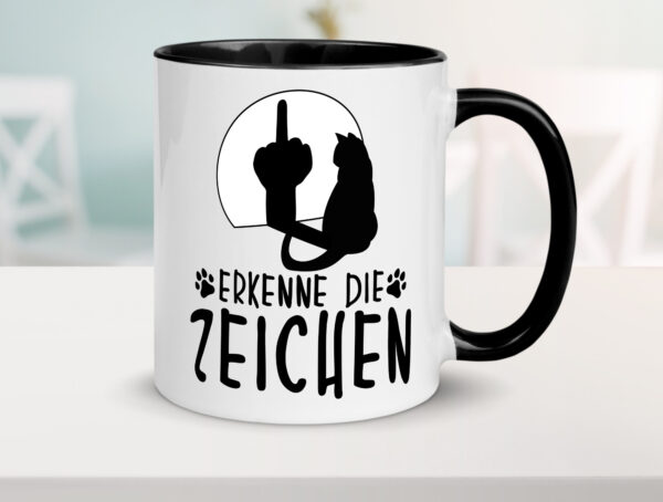 Erkenne die Zeichen | Katze Farbige Tasse - Kaffeetasse / Geschenk / Familie