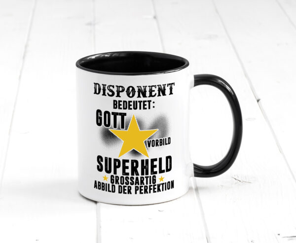 Bedeutung von Disponent | Zuteiler Farbige Tasse - Kaffeetasse / Geschenk / Familie