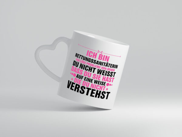 Löse Probleme: Rettungssanitäterin | Sanitäter - Herzhenkel Tasse - Kaffeetasse / Geschenk / Familie