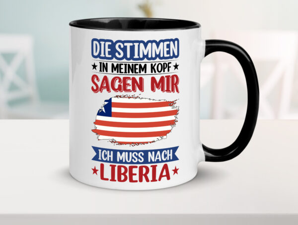 Liberia | Urlaub | Stimmen in meinem Kopf | Traumland Farbige Tasse - Kaffeetasse / Geschenk / Familie