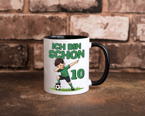 10. Geburtstag | 10 Jahre | Fußballer Farbige Tasse - Kaffeetasse / Geschenk / Familie