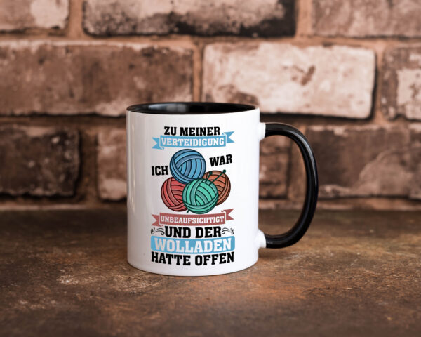 Der Wollladen hatte offen | Stricken | Wolle Farbige Tasse - Kaffeetasse / Geschenk / Familie