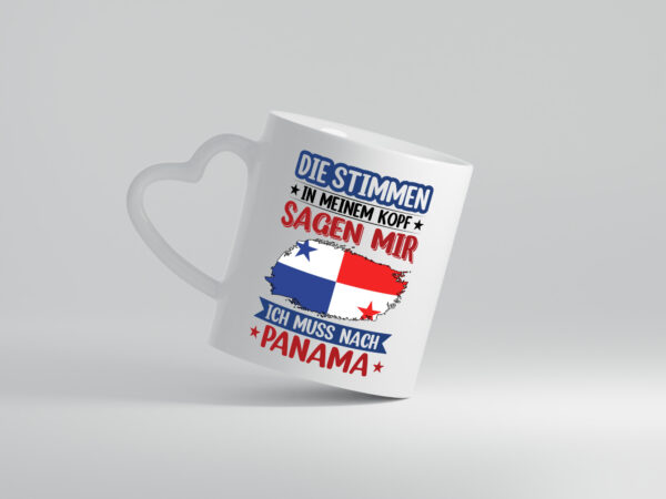 Panama | Urlaub | Stimmen in meinem Kopf | Traumland - Herzhenkel Tasse - Kaffeetasse / Geschenk / Familie