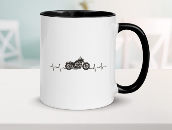 Motorrad | Herzschlag Farbige Tasse - Kaffeetasse / Geschenk / Familie