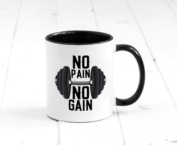 No Pain No Gain | Training | Motivation | Fitness | Pumpen Farbige Tasse - Kaffeetasse / Geschenk / Familie