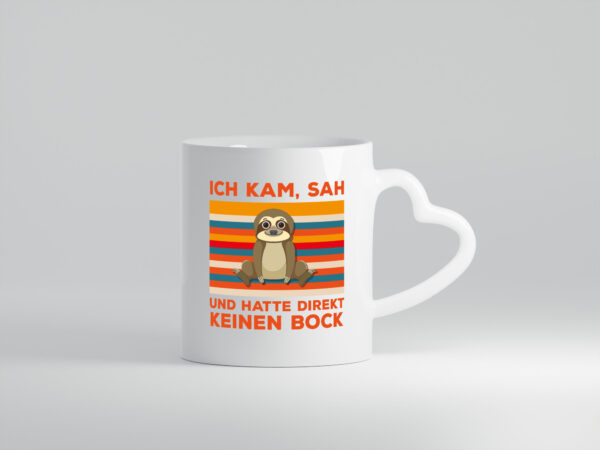 Keinen Bock | Morgenmuffel Spruch | Faultier Statement - Herzhenkel Tasse - Kaffeetasse / Geschenk / Familie