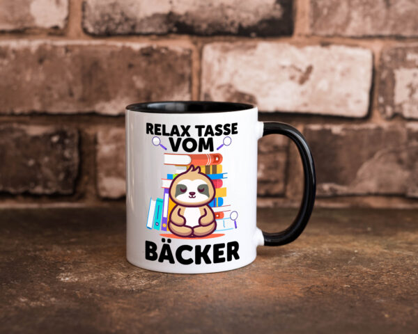 Relax Tasse: Bäcker | Bäckerei | Backen | Konditor Farbige Tasse - Kaffeetasse / Geschenk / Familie