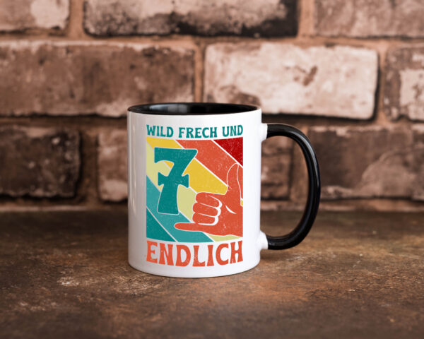 7. Geburtstag | 7 Jahre | Wild und Frech Farbige Tasse - Kaffeetasse / Geschenk / Familie