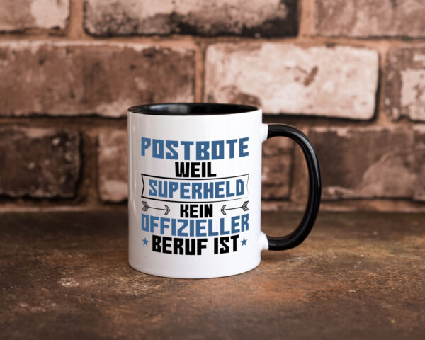 Superheld Postbote | Beruf Post | Briefträger Farbige Tasse - Kaffeetasse / Geschenk / Familie