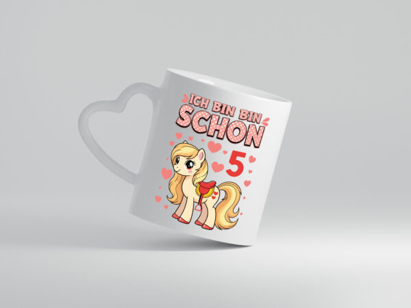 5. Geburtstag | 5 Jahre | Mädchen | Reiten | Pony - Herzhenkel Tasse - Kaffeetasse / Geschenk / Familie