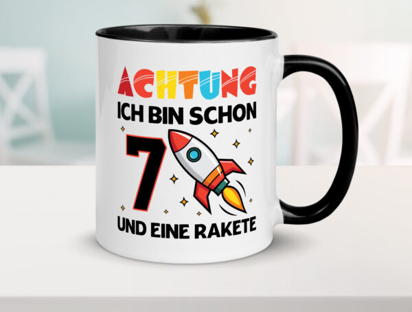 7. Geburtstag | Rakete | Weltraum | 7 Jahre | Galaxy Farbige Tasse - Kaffeetasse / Geschenk / Familie