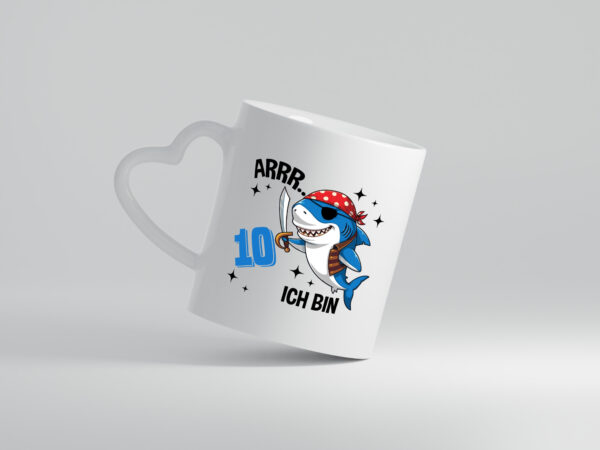 10. Geburtstag | 10 Jahre Arr Pirat | Hai | Piraten - Herzhenkel Tasse - Kaffeetasse / Geschenk / Familie