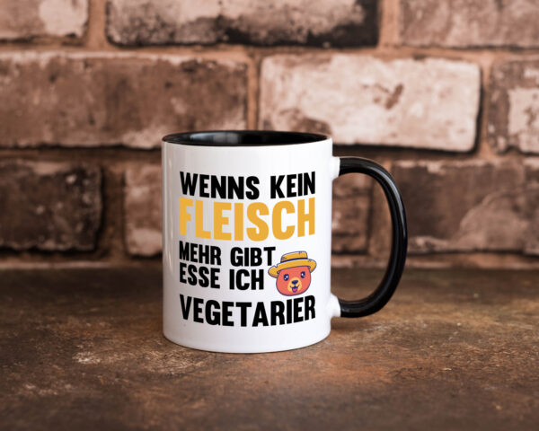 Wenns kein Fleisch mehr gibt | Vegetarier essen Farbige Tasse - Kaffeetasse / Geschenk / Familie