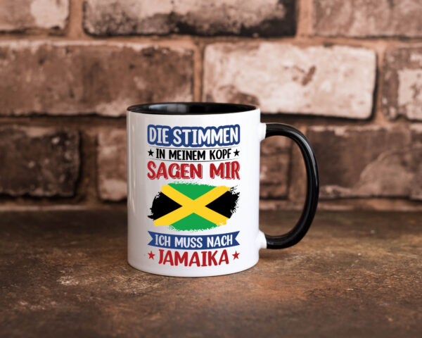 Jamaika | Urlaub | Stimmen in meinem Kopf | Traumland Farbige Tasse - Kaffeetasse / Geschenk / Familie