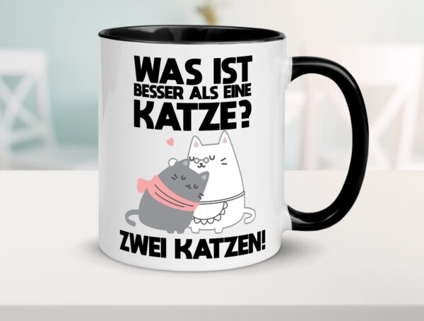 Besser als eine Katze, zwei Katzen | Katzen | Herzchen Farbige Tasse - Kaffeetasse / Geschenk / Familie