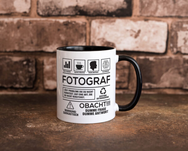 Achtung Probleme Fotograf | Fotografie | Kamera Farbige Tasse - Kaffeetasse / Geschenk / Familie