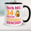 34. Geburtstag | Flottes Bienchen | 34 Jahre Farbige Tasse - Kaffeetasse / Geschenk / Familie