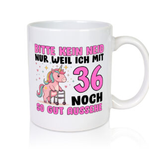 36. Geburtstag | 36 Jahre | Mit 36 noch so gut aussehen v2 - Tasse Weiss - Kaffeetasse / Geschenk / Familie