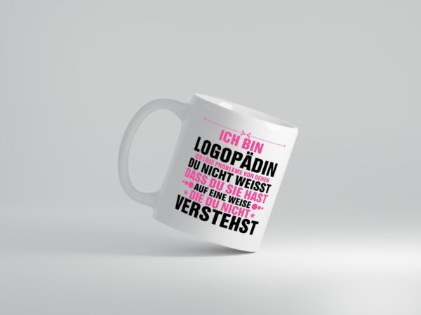 Löse Probleme: Logopädin | Sprachtherapie v2 - Tasse Weiss - Kaffeetasse / Geschenk / Familie