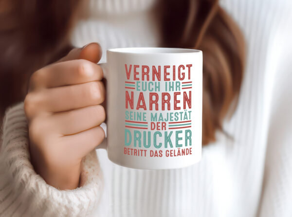 Verneigt euch: Drucker | Druckerei | Print Medien v2 - Tasse Weiss - Kaffeetasse / Geschenk / Familie