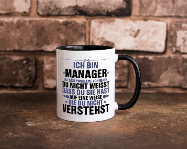 Löse Probleme: Manager | Management v2 Farbige Tasse - Kaffeetasse / Geschenk / Familie