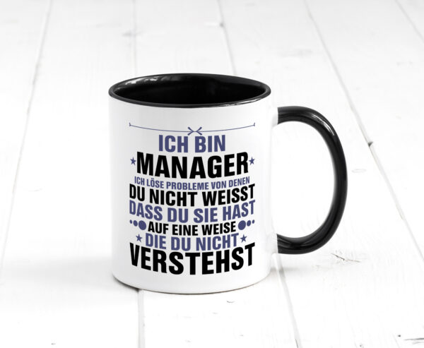 Löse Probleme: Manager | Management v2 Farbige Tasse - Kaffeetasse / Geschenk / Familie