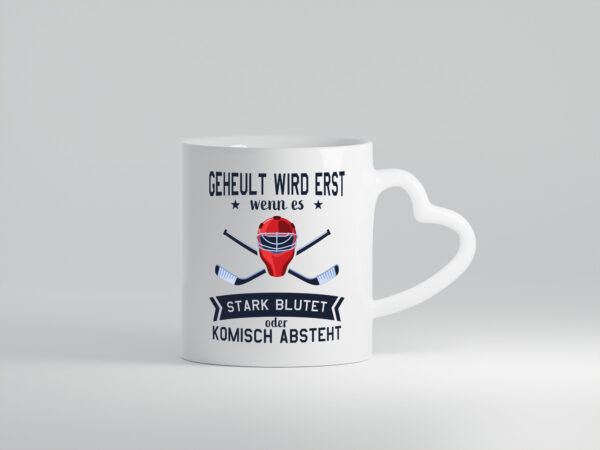 Geheult, stark blutet oder komisch absteht | Helm | Hockey - Herzhenkel Tasse - Kaffeetasse / Geschenk / Familie