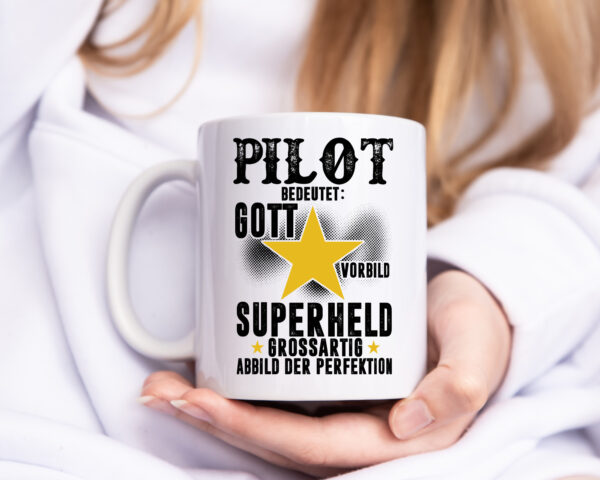 Bedeutung von Pilot | Flugzeug | Piloten - Tasse Weiss - Kaffeetasse / Geschenk / Familie