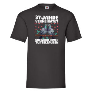 37 Jahre verheiratet | Turteltauben | Ehe | Ehepaar v2 T-Shirt Schwarz