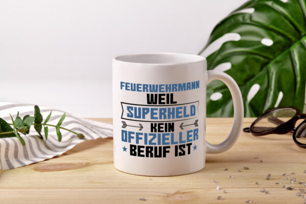 Superheld Feuerwehrmann | Feuerwehr - Tasse Weiss - Kaffeetasse / Geschenk / Familie
