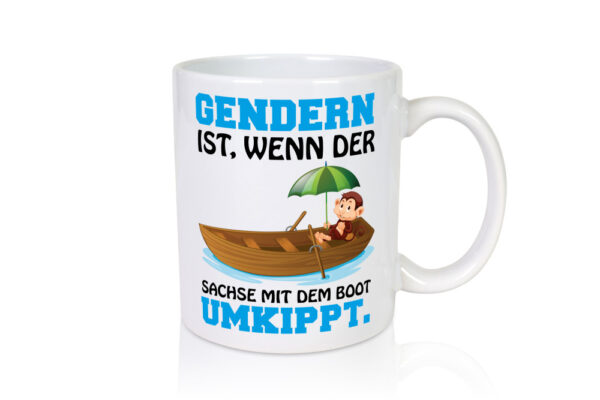 Der Sachse Kippt um - Tasse Weiss - Kaffeetasse / Geschenk / Familie