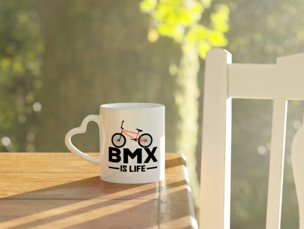 BMX Tasse | BMX is Life | Fahrrad | Rennrad Fahrer - Herzhenkel Tasse - Kaffeetasse / Geschenk / Familie