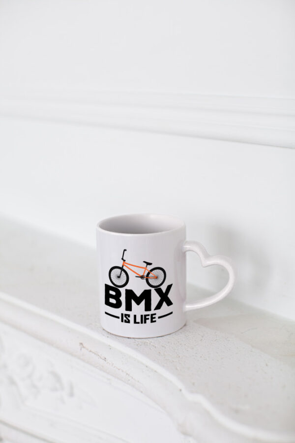 BMX Tasse | BMX is Life | Fahrrad | Rennrad Fahrer - Herzhenkel Tasse - Kaffeetasse / Geschenk / Familie