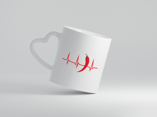 Chili Motiv | Peperoni | scharf | Chilischote | Pfeffer - Herzhenkel Tasse - Kaffeetasse / Geschenk / Familie