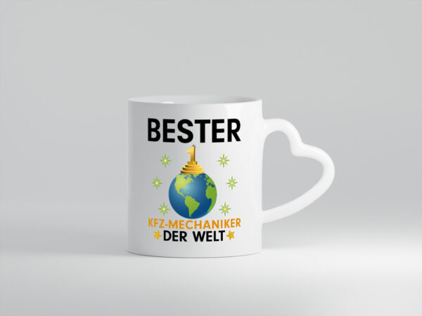 Welt Bester KFZ-Mechaniker | Werkstatt | Mechaniker - Herzhenkel Tasse - Kaffeetasse / Geschenk / Familie