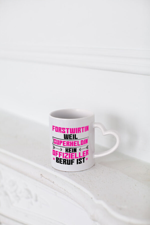 Superheldin Forstwirtin | Forst Wirtin - Herzhenkel Tasse - Kaffeetasse / Geschenk / Familie