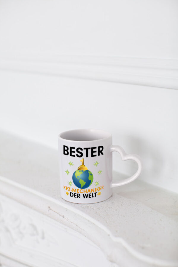 Welt Bester KFZ-Mechaniker | Werkstatt | Mechaniker - Herzhenkel Tasse - Kaffeetasse / Geschenk / Familie